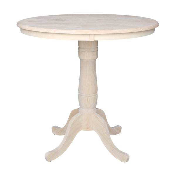 International Concepts Round 36 in Round Top Pedestal Table, 34.9 inH, Unfinished, 36 W, 36 L, 35.1 in H, Wood, Unfinished K-36RT-6B - main